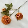 Peônia Artificial de Seda com 3 Cabeças Estilo Europeu Casamento Decoração de Casa Flor Falsa Arranjo para Arco de Casamento Flor de Peônia Artificial