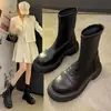 Botas Martin de Invierno para Mujer Botines 2025 Nuevos de Primavera y Otoño Botas Individuales para Personas Bajas Geniales Suela Gruesa Botas Delgadas para Aumentar la Altura