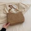 Bolso de Paja Tejido de Hombro Único Estilo Nuevo Transfronterizo, Bolso Tejido Hecho a Mano, Bolso de Color Sólido para Mujer, Bolso Tote Grande de Capacidad para Vacaciones en la Playa para Mujer