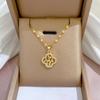 [Acero titanio] Collar de la suerte para mujer, con microincrustaciones de cobre y oro real, galvanoplastia, cadena de clavícula delicada para celebridades de Internet.