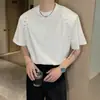 Camiseta de Manga Corta de Estilo Americano de Moda para Hombre, Nueva Casual de Verano Holgada de Cinco Puntos Moda de Celebridad de Internet Top Simple Versátil