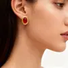 Pendientes de Ágata Roja Europeos y Americanos, Aretes de Botón, Agujas de Plata 925, Estilo de Nicho, Lujo Clásico, Sensación de Alta Gama, Nuevo Estilo de Moda Primavera y Verano