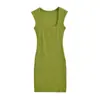 Vestido sexy de estilo clásico sin mangas con cuello cuadrado, vestido tipo camiseta sin mangas, nuevo minivestido bodycon ajustado de moda de verano para mujeres petites