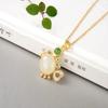 Colgante de jade cuadrado con cadena de clavícula y ocho fideos de huevo de cangrejo natural S925 con selección de color