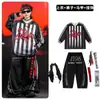 Ropa de Calle de Hip Hop de Moda para Niños Conjunto de Disfraz de Baile Rayado Negro para Niños Hip Hop Chicas Atuendo de Presentación Genial y Atractivo Masculino