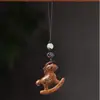 Pingente Zodiacal Cavalo de Sândalo Natural para 2026, o Ano do Cavalo, Chaveiro de Celular, Acessório Auspicioso