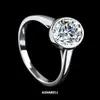 Anillo de Moissanita Blanca de 2 Quilates para Mujer, Anillo de Plata S925 de Gama Alta de Nicho, Anillo de Diamante Redondo, Anillo de Plata de Moda para Hombres y Mujeres