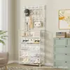 Zapatero multicapa simple con armario de almacenamiento integrado para entrada de casa y dormitorio, perchero de pie multifuncional y soporte para zapatos y sombreros