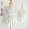 Novo Estilo Roupa de Dança Infantil Bordada com Renda e Suspensórios, Vestido de Dança Chinesa Respirável e Fresco de Verão