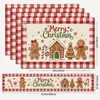 Juego de cinco piezas de camino de mesa y mantel individual navideño transfronterizo, decoración de mantel de poliéster de hombre de jengibre, dropshipping disponible