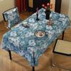 Toalha de mesa jacquard com pintura a óleo, estilo pastoral americano, decoração de mesa de jantar, toalha longa, capa de mesa de centro, toalha de algodão, estilo linho