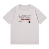 Novo Top Feminino de Algodão 230g Manga Curta Gola Redonda Clássica Coelho Travesso Estampado a Quente Camiseta Solta com Caimento Leve nos Ombros