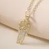 Aogu Joyería Religiosa Transfronteriza Chapado en Cobre Oro de 18 Quilates Incrustado con Circonita Colgante de Collar de Dios de la Muerte Sacerdote para Mujeres Collar Personalizado Nuevo