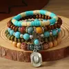 Nuevo producto transfronterizo: Sombrero Estilo Vaquero Occidental con Cabeza de Toro Turquesa, Pulsera Elástica de Cordón Multicolor en Capas, Conjunto de Múltiples Pulseras de Perlas