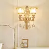 Luminária de Parede de Cristal Estilo Europeu para Quarto, Cabeceira, Sala de Estar, Corredor, Cabeça Única ou Dupla Vela Decorativa Parede LED