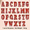 Parches de Tela de Colores Rojos con 26 Letras del Alfabeto Inglés y Números, Estilo Béisbol Americano, Parches Decorativos para Planchar DIY