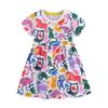 Verano Nuevo Vestido de Niñas Estampado de Animales de Dibujos Animados Manga Corta Falda Infantil Estilo Europeo y Americano Vestido Infantil Comercio Exterior