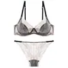 Lencería Sexy de Encaje para Mujer, Conjunto de Sujetador Transpirable Transfronterizo para Mujer, Sujetador Push-Up con Aros en Color Bloqueo para Verano