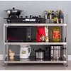 Rack de Cozinha de Aço Inoxidável de Dois Níveis de Chão 2 Rack de Armazenamento de Três Níveis para Forno de Micro-ondas Prateleiras de Armazenamento Doméstico 3