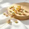 Chapado en oro de 18K14K, fuerte retención del color, incrustado con circonita de colores, cuentas de rueda martilladas, cuentas espaciadoras, cuentas sueltas, accesorios DIY para pulseras, collares y brazaletes