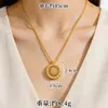 Pingente redondo giratório estilo loja de ouro imitação de ouro, ouro de areia vietnamita moderno com diamantes, conjunto de joias colar bússola dos oito tesouros