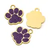 Liga Colorida Pingente de Pegada de Cachorro com Gotejamento de Óleo Tag de Gato com Glitter Pingente de Joia de Garra de Urso Feito à Mão DIY