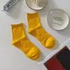 Calcetines de Mujer de Color Sólido Nuevos para Primavera y Verano Calcetines Finos de Longitud Media Sueltos Color Caramelo Enrollables Calcetas Apilables All-match Celebridad de Internet