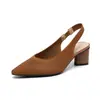 Bt663 Zapatos de Princesa Huecos Sandalias Tejidas Baotou con Tira Trasera Hueca Punta Fina Boca Baja Hueco Lateral Sandalias de Tacón Grueso Diarias