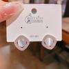 Pendientes de aguja de plata con ópalo cuadrado simple para mujer, pendientes de personalidad de Corea del Sur con temperamento que combinan con todo, pendientes de aguja de plata esterlina S925