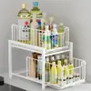Estante de Almacenamiento para Fregadero de Cocina Transfronterizo en Stock con Altura Ajustable y Canastas Deslizables para Almacenamiento Debajo del Fregadero