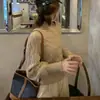 Tejido de punto de cuello cuadrado para mujer, Retro Grueso Trenzado Otoño e Invierno Nuevo Estilo Coreano Holgado Ropa Exterior Aspecto Adelgazante de Cintura Tejido de punto Base