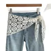 Bufanda Triangular Grande de Encaje Floral para Mujer, Estilo Dulce Calado en Capas, Bufanda, Bufanda de Seda, Bufanda Falda Suave Elegante de Alta Gama