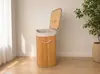 Cesta de Lavandería Tejida de Bambú Nórdico con Tapa, Cesta de Almacenamiento para Sala de Estar del Hogar, Cesta Grande de Almacenamiento de Ropa para Baño, Cesta de Almacenamiento