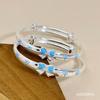 Pulsera de Plata Esterlina 9999 Lazo de Esmalte Sólida Push-Pull Pulsera para Bebé para Luna Llena del Bebé Regalo para Bebé de Un Año