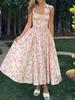 Vestido de verano sexy con cuello floral para mujer, vestido de primavera y verano de alta gama, ajustado, sin espalda, para vacaciones, de longitud media.