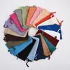 Bolsa de Lino Sintético Compuesto con Cordón, Bolsa de Empaque Sachet Vacío, Bolsa de Joyería con Cordón para Cuentas Budistas y Pulseras