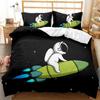 Capa de edredom estampada com estampa de astronauta espacial de desenho animado, conjunto de três peças para decoração de quarto de menino e menina