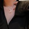 Colar de Lua com Textura Novo Estilo 2021 para Mulheres Design Simples Senso de Estilo Nicho Estilo Frio Corrente de Clavícula Tendência Elegante para Mulheres