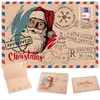 Tarjeta de felicitación navideña de piel de vaca retro, tarjeta de regalo de Navidad, linda tarjeta plegable de dibujos animados, tarjeta con mensaje de bendición con sobre