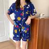 Pijamas de verano de manga corta coreanos sueltos de talla grande, bonitos, nuevos, para el hogar, de internet, con estampado floral pequeño y cabello vivo.