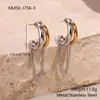 Brincos Europeus e Americanos Transfronteiriços Estilosos Ins com Franja de Aço Inoxidável Banhados a Ouro Real Design de Nicho Joias para Orelha Venda por Atacado