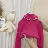 Tricô de Gola Alta Outono e Inverno para Meninas Bebê Menina 2025 Macio Cera Gola Boneca Camada Base Infantil Top de Inverno