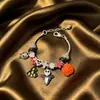 Pulseira Pan Jia Venda Quente Transfronteiriça Pulseira DIY Castelo de Caveira Morcego Fantasma Abóbora Halloween Joia Clássica