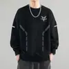 Moletom Masculino com Pelúcia Interna Estilo Inverno 2026 Novo Gola Redonda Solto Outono Sem Capuz Top Juvenil Manga Longa Roupa Externa Masculina