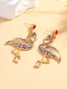 Brincos Europeus e Americanos de Design Personalizado Transfronteiriço com Pedras de Diamante Flamingo Estilo Simples e Fashion Brincos Doces Simples Boêmios
