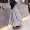 Saia de tule feminina super fada cintura alta saia de gaze primavera e verão primeira geração de cabelo saia longa de três camadas