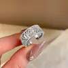 Anillo Abierto Geométrico de Circonita Estilo Palacio Francés, Anillo de Dedo Índice de Alta Gama de Nicho, Joyería de Moda, Exquisita y Personalizada para Mujeres