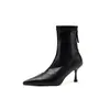 Botines Elegantes de Moda Estilo Británico 7cm Temperamento Elegante 2026 Otoño/Invierno Nueva Llegada Punta Fina Tacón de Aguja Cremallera Trasera Botas Adelgazantes para Mujer