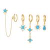 Pendientes de Cadena con Borla de Estrella de Cinco Puntas de Moda Europea y Americana Transfronterizos Exquisito Juego de Pendientes de Circonita de Colores Lujo Ligero para Mujer