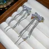 Pendientes de Plata Recubiertos de Oro Real de 18K con Aguja de Plata y Circonita en Forma de Lazo, Elegantes y a la Moda, Pendientes de Lujo Ligero y de Alta Gama